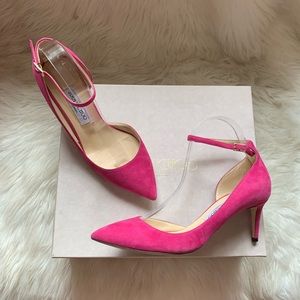JIMMY CHOO Lucy 65 Suede D’Orsay Fuchsia Pumps